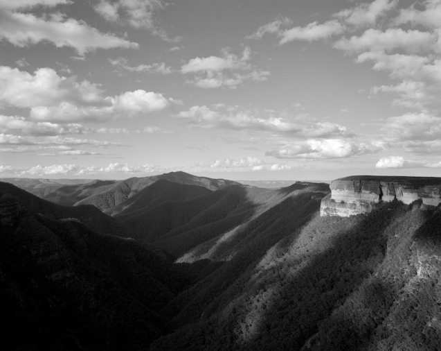 Patchwork - late afternoon light over Kanangra Walls, Craft Walls, Mt Cloudmaker, Kanangra Deep and touching the tops of the Thurat Spires