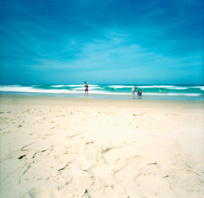 Father and baby: everyone gets wet on New Year’s Day